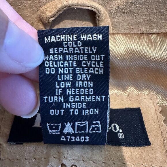 Denim & Co Leather Jacket Women's Small Tan Suede Hippie Festival Western Fringe - Picture 10 of 14